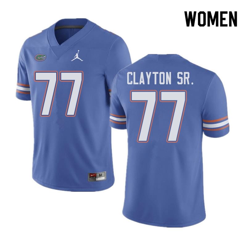 Women's NCAA Florida Gators Antonneous Clayton Sr. #77 Stitched Authentic Jordan Brand Blue College Football Jersey RVB7265SO